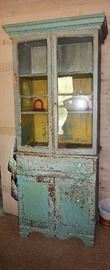Primitive pine cabinet, polychrome