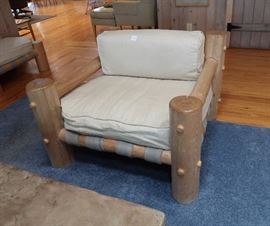 "Pappa" London Marquess pine log chair and ottoman