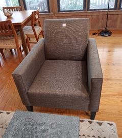 Crate Barrel gray upholstered pair of chairs