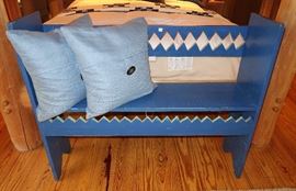 Blue painted bench
