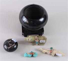 Maria and Popovi black ware bowl, fetishes