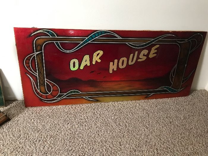 Oar House Sign. 1980's tavern sign in excellent condition. Local advertising from Water Street in Eau Claire Wisconsin! 