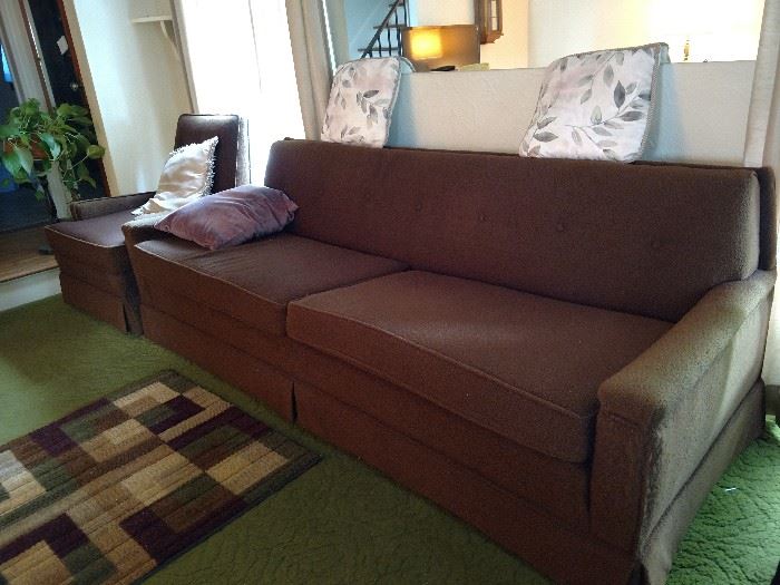  Dark brown sofa and matching chair... stretch out on this one!
