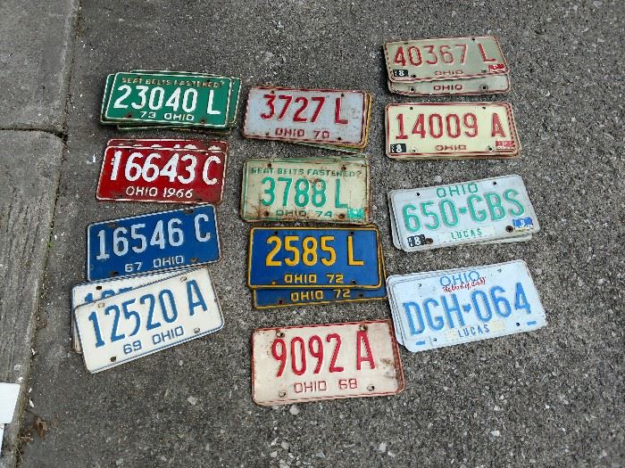 Ohio license plates dating from the 60's