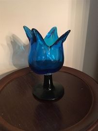 Blue Glass Tulip vase