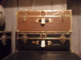 Large Assortment of Vintage Brass Trim Cedar Lined Trunks/Lockers
