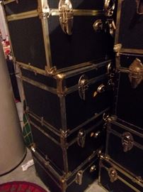 Large Assortment of Vintage Brass Trim Cedar Lined Trunks/Lockers