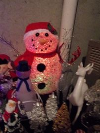 Christmas tree's lit and more, Santa, Snowman, lighted, Angels, Manger Scenes, tins, Pfaltzgraff, and much much more - clean quality!
