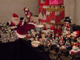 Christmas tree's lit and more, Santa, Snowman, lighted, Angels, Manger Scenes, tins, Pfaltzgraff, and much much more - clean quality!