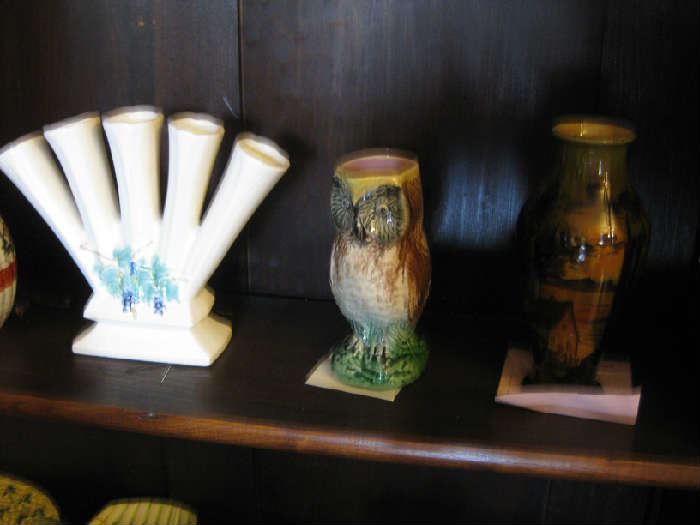 majolica owl pitcher