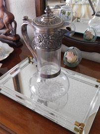 Victorian Sterling Silver Clear Claret Jug by Hamilton & Inches, 1893, 10.5in