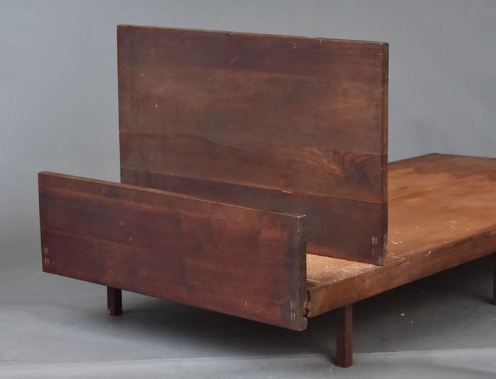 attributed to George Nakashima Bed
82 1/2" x 39"
Weldwood label under baseboard