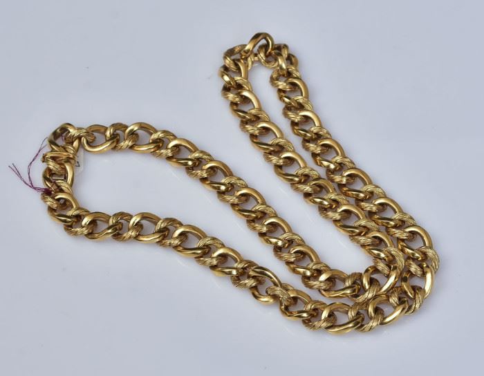 18k Gold Necklace
 28" long, 100.5 dwt
stamped ".750"