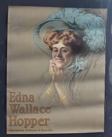 Two Vaudeville Posters
Edna Wallace Hopper, 33" x 25"
and Mrs. Leslie Carter, 34" x 26"
both Strobridge Litho. Co.