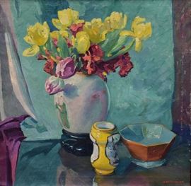 Jane Peterson (1876–1965)
Tulips
31 3/4" x 32" oil on canvas
signed lower right
gallery label verso