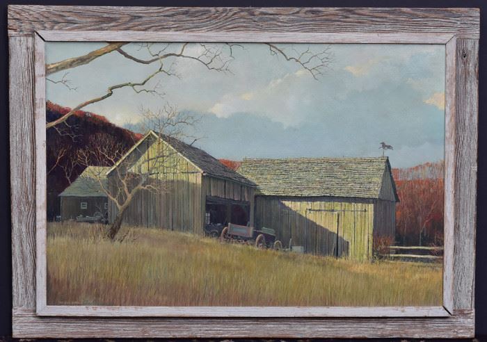 Eric Sloane (1905 - 1985)
The Old Barn
24" x 36" oil on masonite
signed and titled lower left