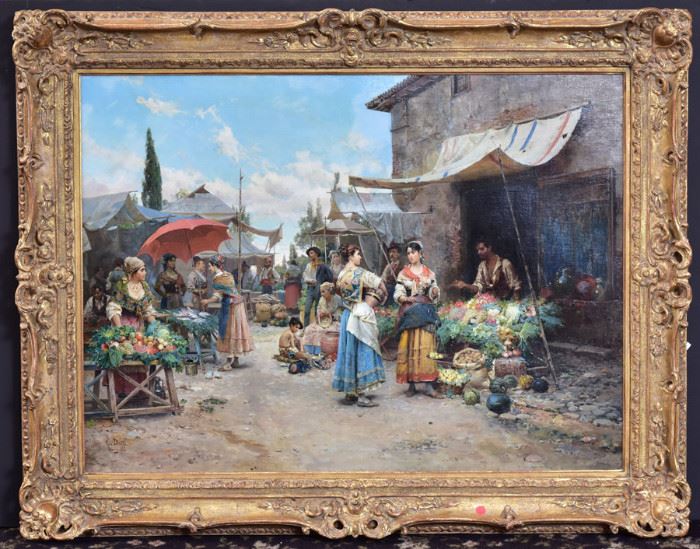 Cesare Auguste Detti (1847- 1914)
Market Scene
31" x 41" oil on canvas
signed lower left