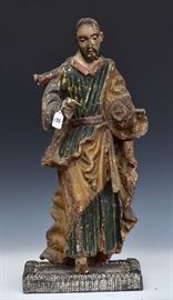Continental Santos Figure
of a Saint
with glass eyes, 26" long
18th/19th century