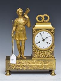 French Empire Bronze Clock
with Figure of Apollo
silk suspension, 12" high
early 19th century