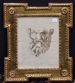Old Master Drawing
Study of a Bearded Man
9 3/4" x 7 3/4" ink on laid paper
unsigned