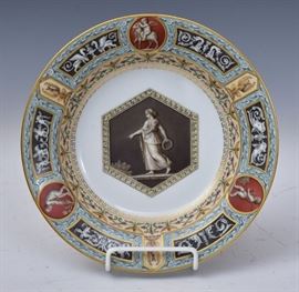 Russian Porcelain Bowl
Alexander III
9 1/2" diameter dated 1892 on the verso
Czar monogram with original back mark