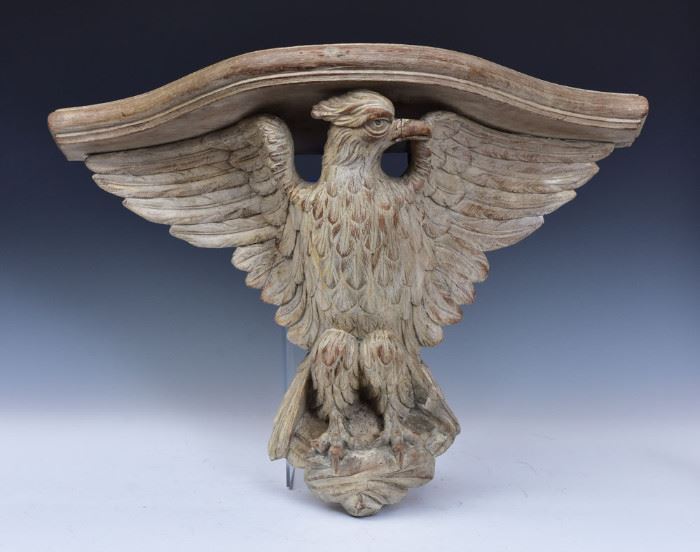 Carved Eagle Wall Bracket
27" x 12", 19" high
late 19th century