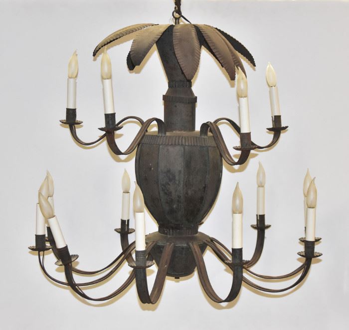 Continental Tole Chandelier
with 15 lights
30" wide, 26" high
19th century