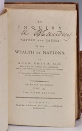Smith's Wealth of Nations
An Inquiry into the Nature and Causes
of the Wealth of Nation by Adam Smith
Three Volumes, 5th edition
A. Strahan & T. Cadell, publishers, 1789