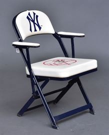 Yankee Locker Room Chair
2007 Yankee Stadium Folding Chair
with Letter of Authenticity from Steiner
30 1/2" high 22 1/2" wide