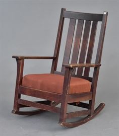 L & J G Stickley Rocking Chair
39" high, signed on the base
early 20th century