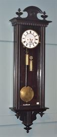 Vienna Regulator Wall Clock
ebonized finish with two weights
45" long
late 19th century