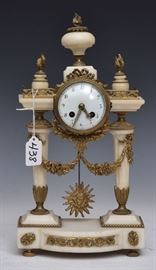 French Alabaster Clock
with gilt mounts
14 1/2" high
late 19th century