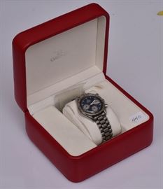 Omega Speedmaster Gent's Wrist Watch
stainless with three dials
8 1/2" bracelet with 4 extra links
in original box
