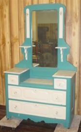 Painted Victorian Dresser w/Marble Tops
