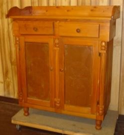 Custom Made Out Of Cypress Wood Cabinet w/Punched Tin Doors