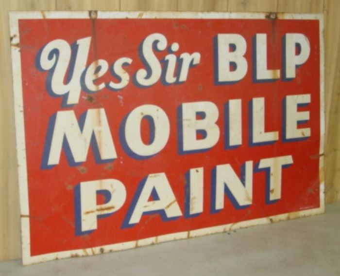 1966 Metal 30" x 46" Double Sided BLP Mobile Paint Sign