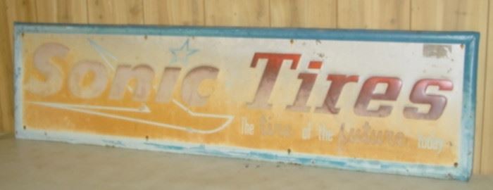 Metal 16" x 59" Sonic Tires Sign