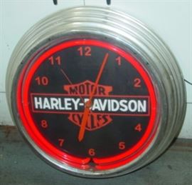 Neon Harley-Davidson Clock