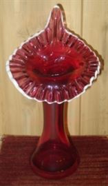 Fenton Cranberry Jack In The Pulpit Vase