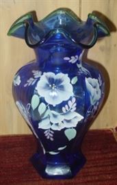 Fenton Hand Painted Vase - Signed By Fenton Family Member