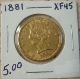 1881 Gold $5.00 Coin