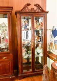 Traditional Lighted Display Case / Cabinet with Glass Doors, Sides & Shelves (Mirrored Backing)