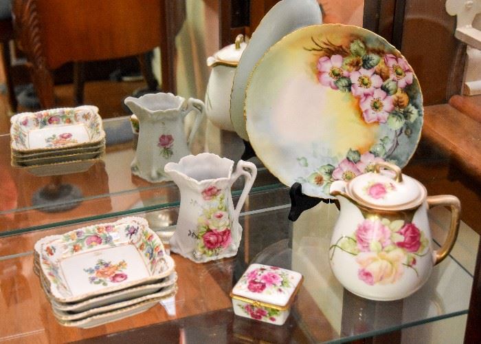 Hand Painted China--Plates, Pitchers, Plates, Trinket Boxes