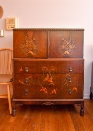 Antique Highboy Chest of Drawers (Chinoiserie Theme)