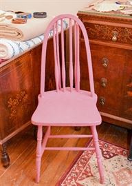Vintage Pink Painted Spindle Back Chair