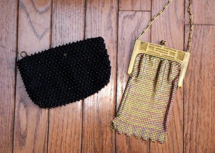Vintage Beaded Handbag & Gold Mesh Purse