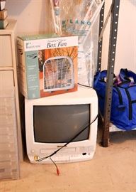 Box Fan & Vintage TV