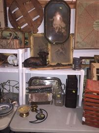 Antique accessories, cast iron mold, antique pictures 