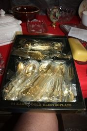 Electroplate gold silverware