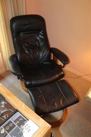 Ekornes stressless leather recliner and ottoman